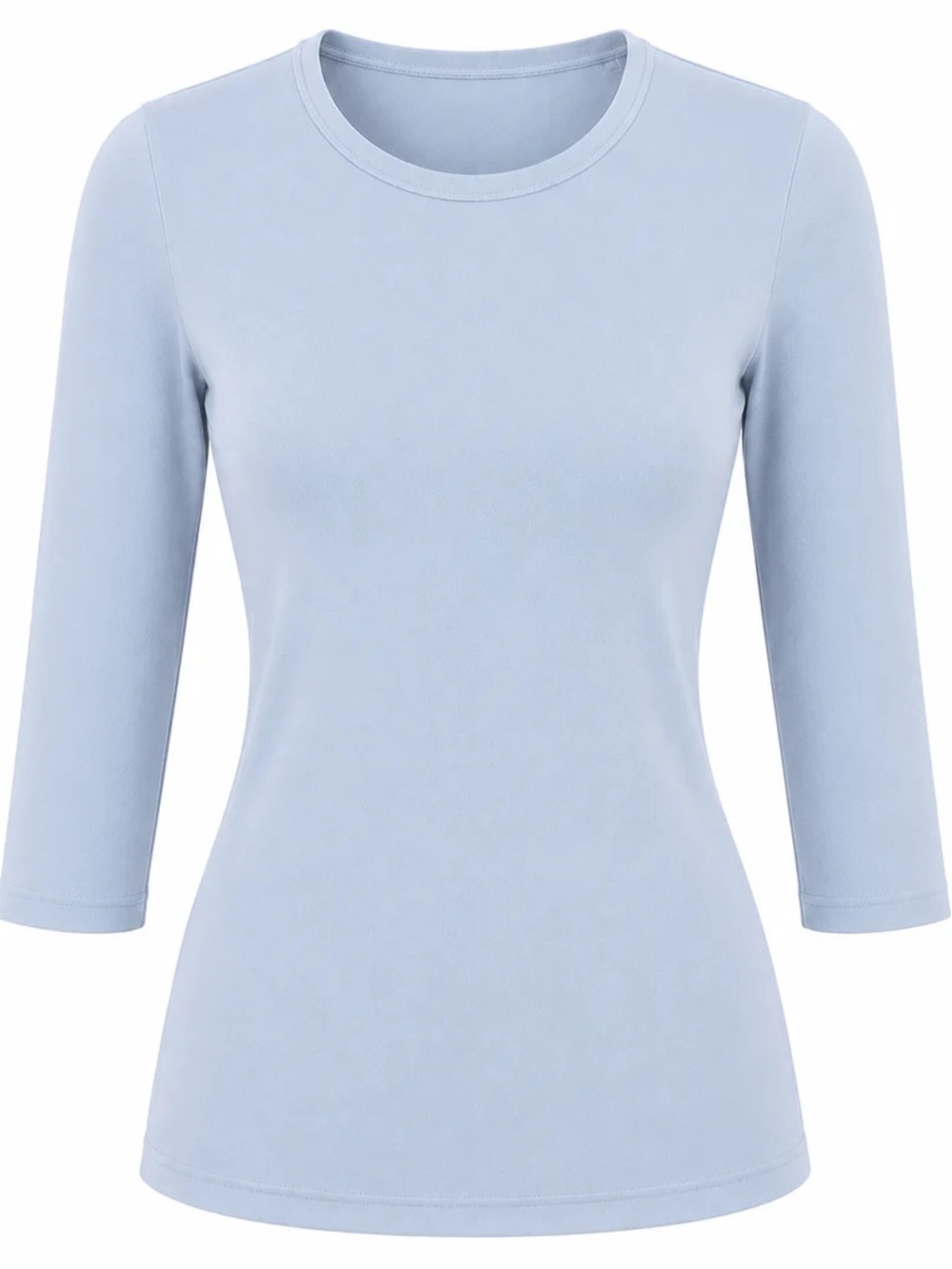 Aleeza Paris 3/4 sleeve tshirt, round neck, light blue, size Large